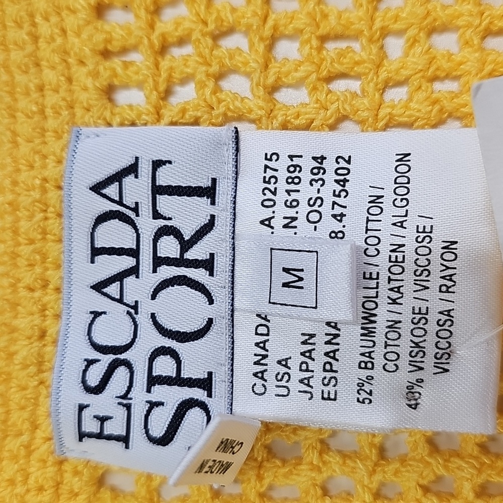 Vintage Escada Sport Crochet Cardigan, Sunflower Yellow, Medium, NEW - Picture 7 of 11